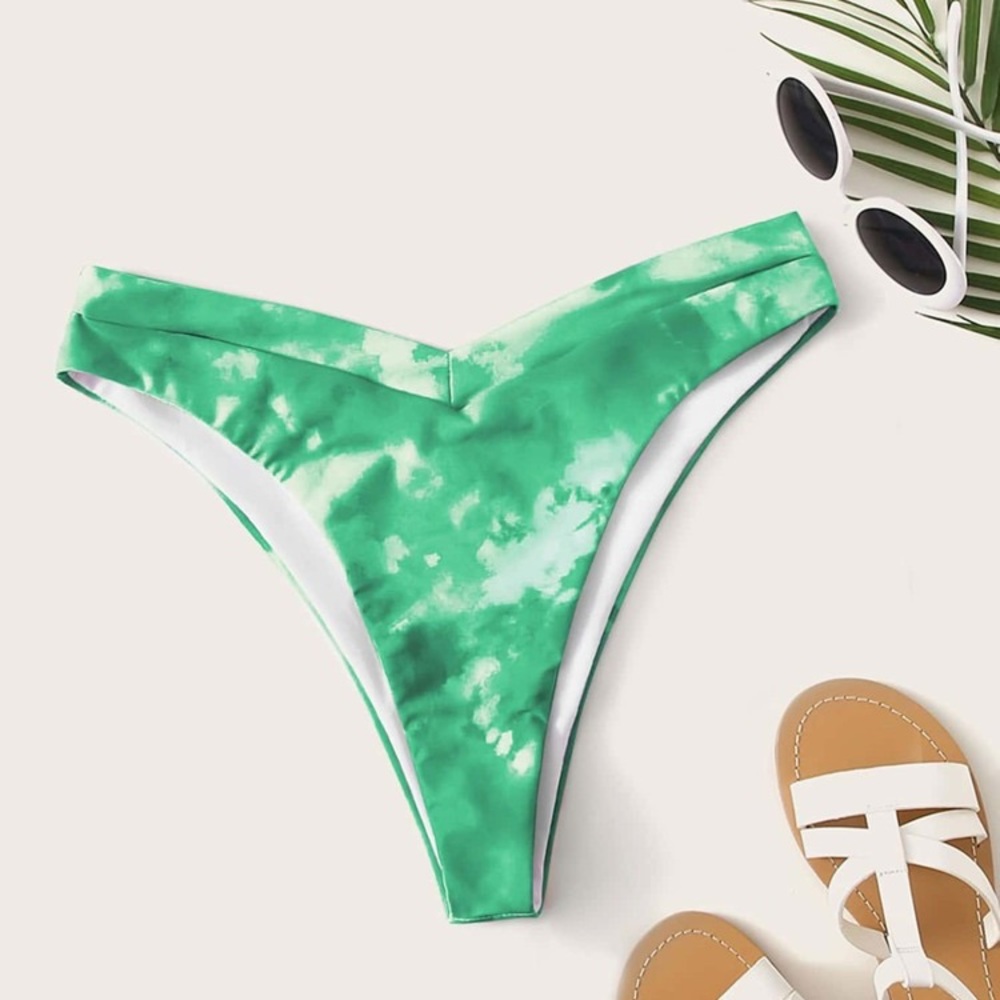 Green tie dye bathing suit bottom